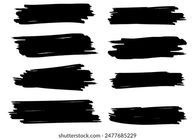 Set of hand drawn brush strokes, vector illustration, design element