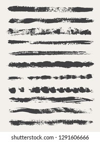 Set of hand drawn brush strokes.Collection of grungy paint brushes.