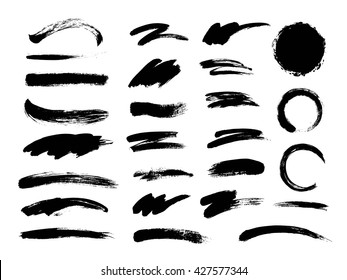 Set of hand drawn brushes and design elements. Artistic creative shapes. Vector illustration.