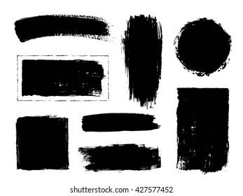 Set of hand drawn brushes and design elements. Artistic creative shapes. Vector illustration.