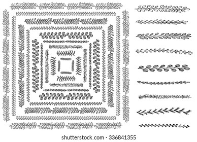 Set of hand drawn brushes. Natural and abstract vector brushes.