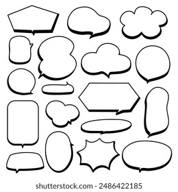 Set of hand drawn bubble chat comic