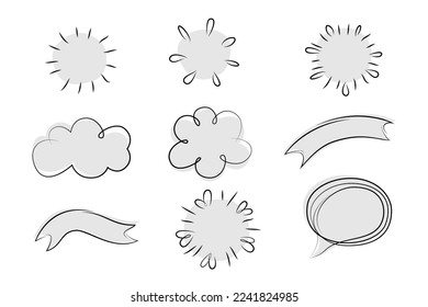 Set of hand drawn Bubble Speech, cute design for different purposes. Linear sticker design. Vector illustration isolated on white background