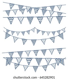 Set of hand drawn bunting flag