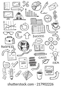 Set Hand Drawn Business Symbols Stock Vector (Royalty Free) 217902226 ...