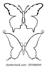 Set of hand drawn butterflies. Vector illustration.