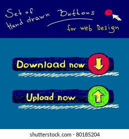 Set of hand drawn buttons Vector. Visit my portfolio for big collection of doodles and buttons