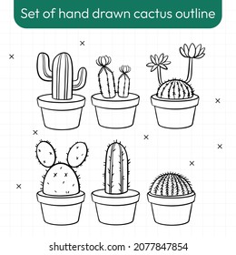 Set of hand drawn cactus outline