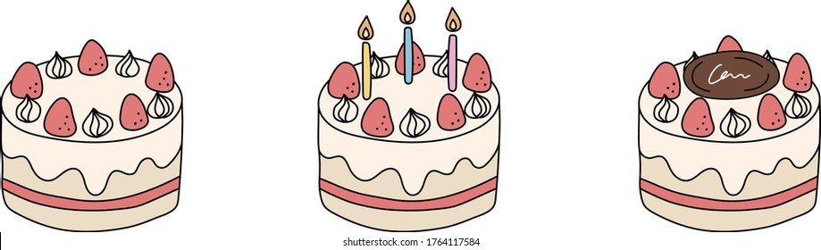 Set of hand drawn cake illustrations
