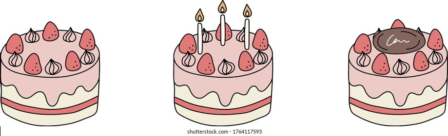 Set of hand drawn cake illustrations