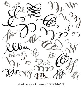 Set Of Hand Drawn Calligraphic Swirls.