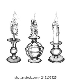 Set of hand drawn candles