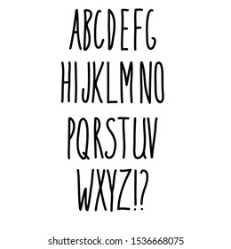 Set of hand drawn capital letters. Isolated vector symbols on white background.