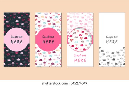 set hand drawn card templates ladybird stock vector royalty free