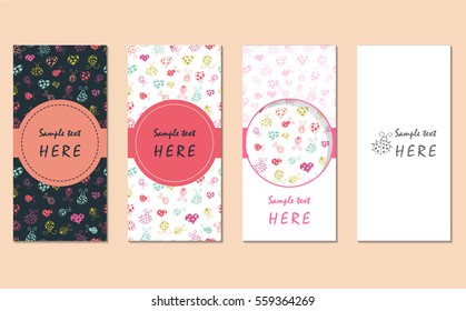 Set of hand drawn card templates with cartoon ladybird. Perfect for Save The Date, baby shower, mothers day, valentines day, birthday cards, invitations. Vector illustration.