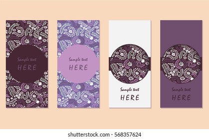 Set of hand drawn card templates. Perfect for Save The Date, baby shower, mothers day, valentines day, birthday cards, invitations. Vector illustration.