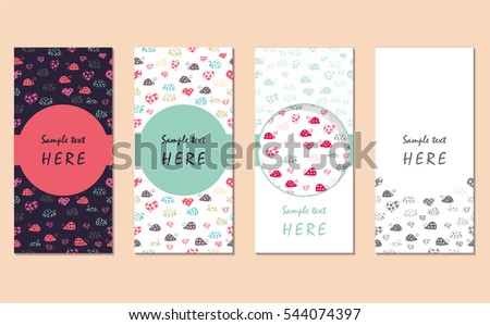 set hand drawn card templates ladybird stock vector royalty free