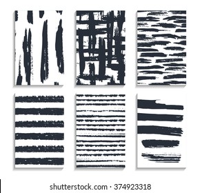 Set of hand drawn cards. Abstract backgrounds. Pastel hipster patterns for placards, posters, banners, flyers
