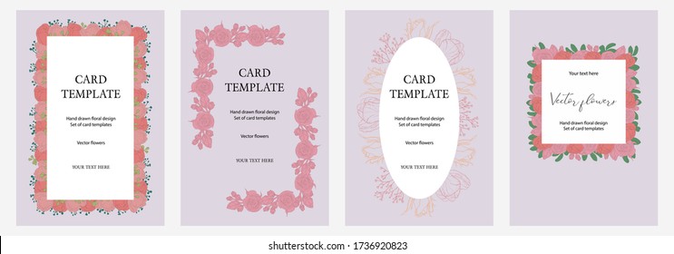 Set of hand drawn cards for design. Vector botanical design
