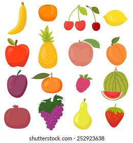 Fruits Berries Set Colored Icons Food Stock Vector (Royalty Free ...