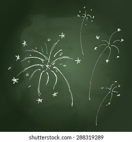 Set Of Hand Drawn Cartoon Style Fireworks