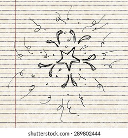 Set of hand drawn cartoon style fireworks