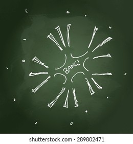 Set of hand drawn cartoon style fireworks