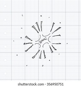 Set of hand drawn cartoon style fireworks