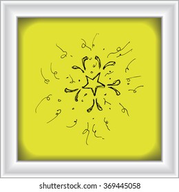 Set of hand drawn cartoon style fireworks