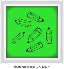 Set of hand drawn cartoon style pencils