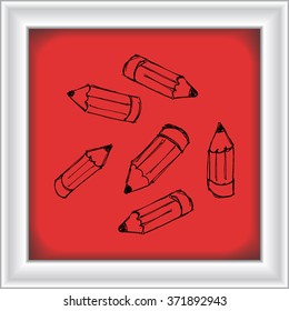 Set of hand drawn cartoon style pencils