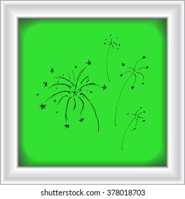 Set of hand drawn cartoon style fireworks