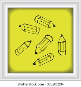Set of hand drawn cartoon style pencils