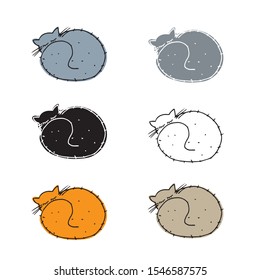 Set of hand drawn cats vector.Cute cats collection