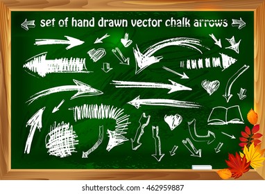 set of hand drawn chalk arrows 1. vector illustration. part of collection. good for your coll design!