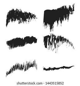 Set of hand drawn chalk charcoal strokes, stains for backdrops. Monochrome design elements set. One color monochrome artistic hand drawn backgrounds