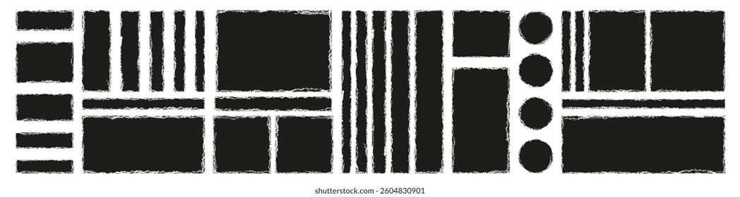 set hand drawn chalk templates for quote frames. text box of geometric shapes