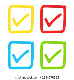 Juego de marcas de verificación dibujadas a mano