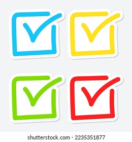 Juego de marcas de verificación dibujadas a mano