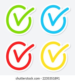 Juego de marcas de verificación dibujadas a mano