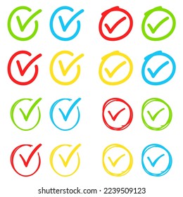 Set of hand drawn Check Mark