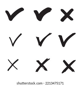 Set Hand Drawn Check Marks Checklist Stock Vector (Royalty Free ...