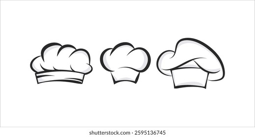 Set of hand drawn chef and cook hats. Set of Hand-Drawn Chef and Cook Hats for Culinary Designs, Logos, and Restaurant Branding