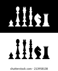 Set of hand drawn chess figures