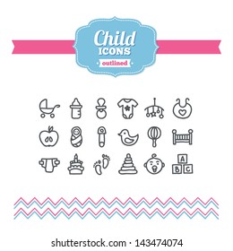 Set of hand drawn child icons