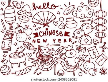 Doodle chino de año nuevo, año del dragón