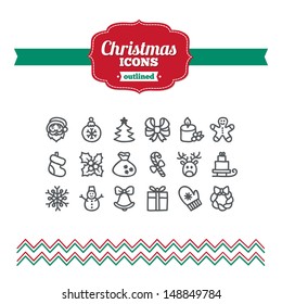 Set of hand drawn Christmas icons