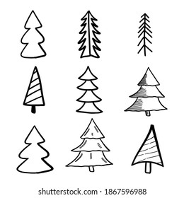 Set Six Christmas Trees Modern Flat Stock Vector (Royalty Free ...