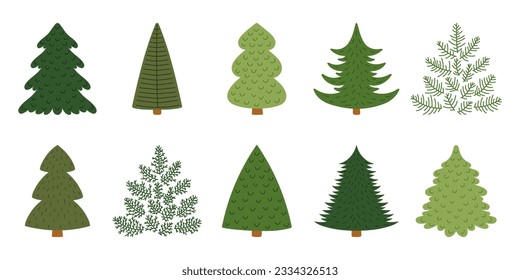 Árboles de Navidad dibujados a mano.