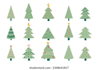 A set of hand drawn Christmas trees